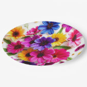 farbige Blume Pappteller (Schrägansicht)