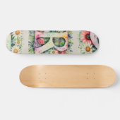 Farbige Blume Personalisiert Monogramm R Skateboard (Horizontal)