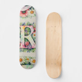 Farbige Blume Personalisiert Monogramm R Skateboard (Vorderseite)
