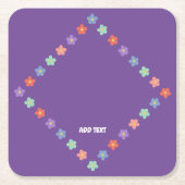 Farbige Blume Personalisiert Text Rechteckiger Pappuntersetzer (Vorderseite)
