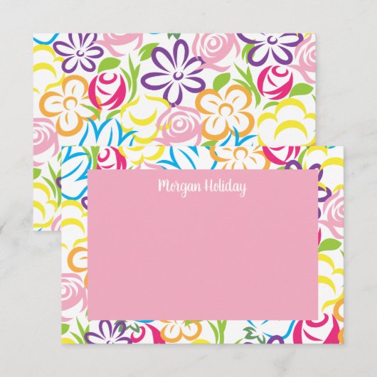 Farbige Blume Personalisierte Mitteilungskarten (Vorne/Hinten)