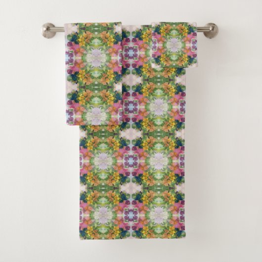 Farbige Blume Petals Aquarellmuster Malerei Badhandtuch Set (Insitu)