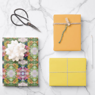 Farbige Blume Petals Aquarellmuster Malerei Geschenkpapier Set