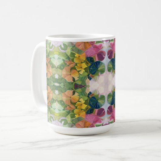Farbige Blume Petals Aquarellmuster Malerei Kaffeetasse (Vorderseite Links)