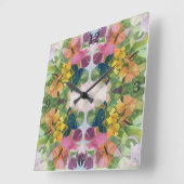 Farbige Blume Petals Aquarellmuster Malerei Quadratische Wanduhr (Winkel)