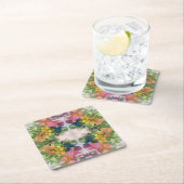 Farbige Blume Petals Aquarellmuster Malerei Rechteckiger Pappuntersetzer (Vor Ort)