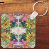 Farbige Blume Petals Aquarellmuster Malerei Schlüsselanhänger (Rückseite)