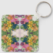 Farbige Blume Petals Aquarellmuster Malerei Schlüsselanhänger (Rückseite)