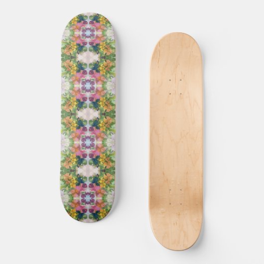 Farbige Blume Petals Aquarellmuster Malerei Skateboard (Vorderseite)