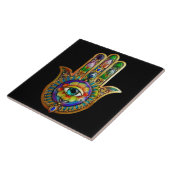 Farbige Blume Petals Türkis drittes Auge Hamsa Fliese (Seite)