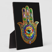 Farbige Blume Petals Türkis drittes Auge Hamsa Fotoplatte (Seite)