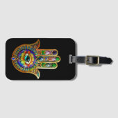 Farbige Blume Petals Türkis drittes Auge Hamsa Gepäckanhänger (Vorderseite (Horizontal))