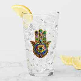 Farbige Blume Petals Türkis drittes Auge Hamsa Glas