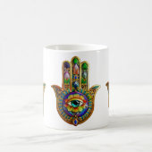 Farbige Blume Petals Türkis drittes Auge Hamsa Kaffeetasse (Mittel)