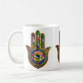 Farbige Blume Petals Türkis drittes Auge Hamsa Kaffeetasse (Links)