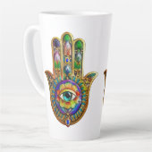 Farbige Blume Petals Türkis drittes Auge Hamsa Milchtasse (Linke Ecke)