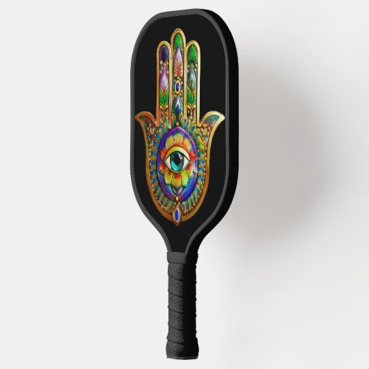 Farbige Blume Petals Türkis drittes Auge Hamsa Pickleball Schläger (Links)