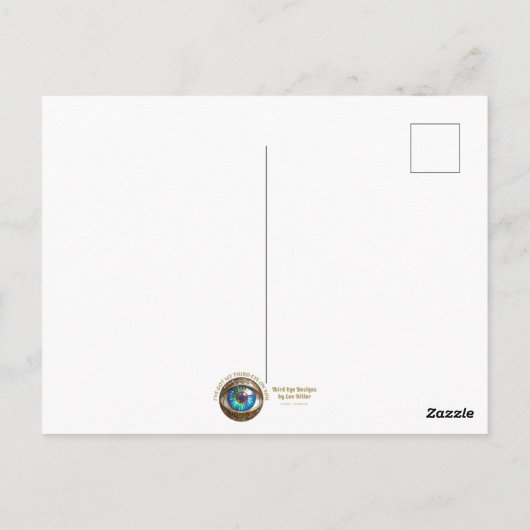 Farbige Blume Petals Türkis drittes Auge Hamsa Postkarte (Rückseite)