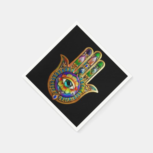 Farbige Blume Petals Türkis drittes Auge Hamsa Serviette (Ecke)