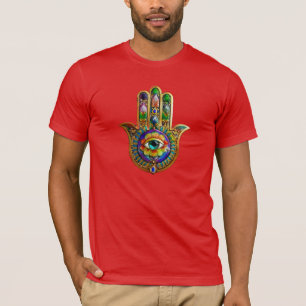 Farbige Blume Petals Türkis drittes Auge Hamsa T-Shirt