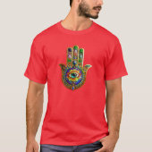 Farbige Blume Petals Türkis drittes Auge Hamsa T-Shirt (Vorderseite)