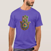 Farbige Blume Petals Türkis drittes Auge Hamsa T-Shirt (Vorderseite)