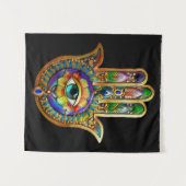 Farbige Blume Petals Türkis drittes Auge Hamsa Wandteppich (Vorderseite (Horizontal))