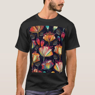 Farbige Blume Pflanze Vintages Muster T-Shirt