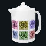 Farbige Blume Pop Art Pattern<br><div class="desc">Pop Art Gerbera Blume Muster in Pastellfarben auf Teekanne.</div>