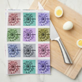 Farbige Blume Pop Art Pattern Geschirrtuch (Viertel Falte)