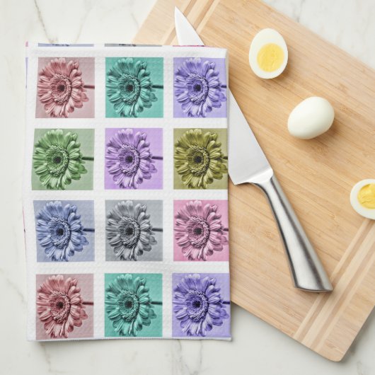 Farbige Blume Pop Art Pattern Geschirrtuch (Viertel Falte)