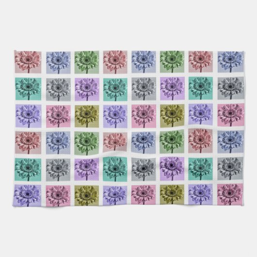 Farbige Blume Pop Art Pattern Geschirrtuch (Horizontal)