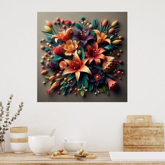 Farbige Blume Poster (Küche)