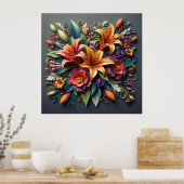 Farbige Blume Poster (Küche)