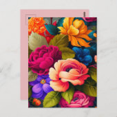 Farbige Blume Postkarte (Vorne/Hinten)