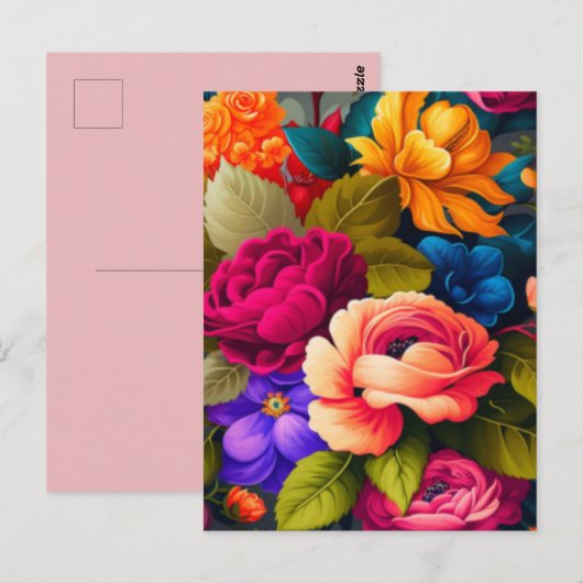 Farbige Blume Postkarte (Vorne/Hinten)