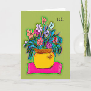Farbige Blume Pot Note Card Dankeskarte