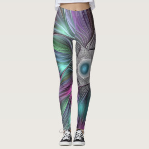 Farbige Blume Power Abstrakt Modernes Fraktal Kuns Leggings