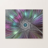Farbige Blume Power Abstrakt Modernes Fraktal Kuns Puzzle (Horizontal)