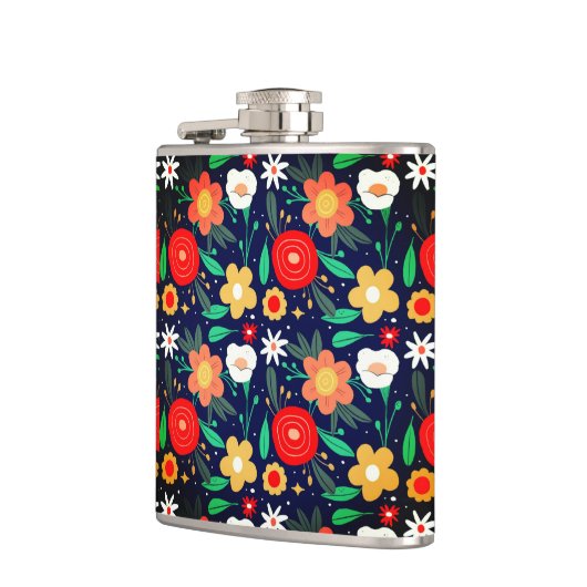 Farbige Blume Power angesagter Kolben Flachmann (Links)