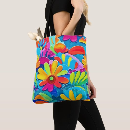 Farbige Blume Power Malerei Tasche (Von Nahem)