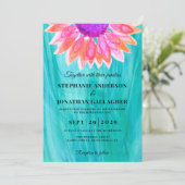 Farbige Blume QR Code Hochzeitsempfehlung Einladung (Stehend Vorderseite)