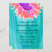 Farbige Blume QR Code Hochzeitsempfehlung Einladung (Vorne/Hinten)