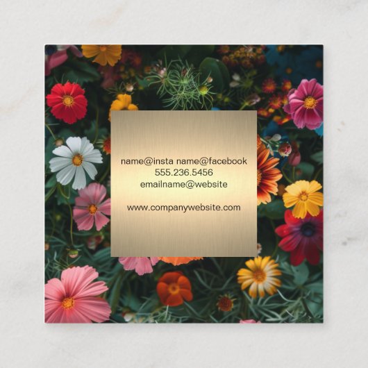 Farbige Blume Quadratische Visitenkarte (Rückseite)