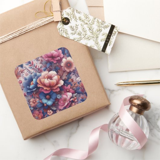 Farbige Blume Quadratischer Aufkleber (Schenken)