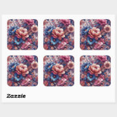 Farbige Blume Quadratischer Aufkleber (Blatt)
