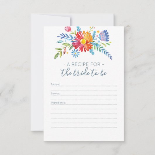 Farbige Blume Rezept-Karte für Brautparty (Vorderseite)