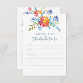 Farbige Blume Rezept-Karte für Brautparty (Vorne/Hinten)