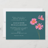 Farbige Blume Rosa Aquamarin grüne Blumendusche Einladung (Vorderseite)