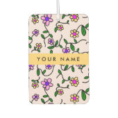 Farbige Blume, rosa Hintergrund, gelb Autolufterfrischer (Vorderseite)